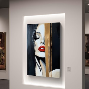 Red Lips Glam Portrait - Digital Wall Art for Download