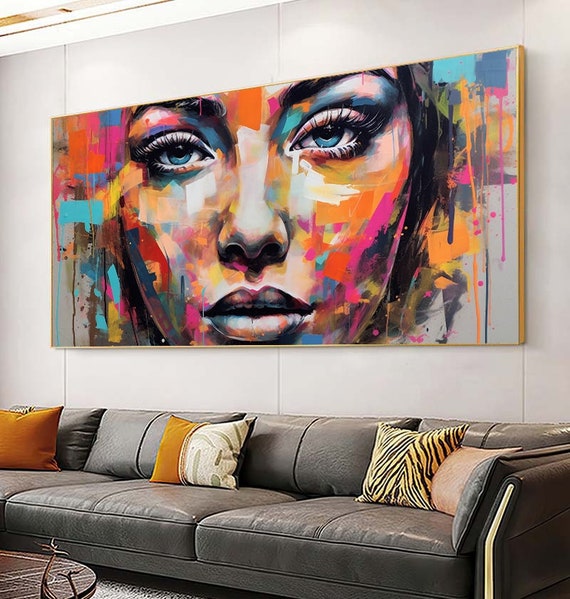 Colorful Abstract Woman Art Print: Horizontal Wall Decor (instant