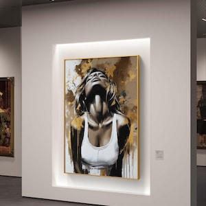 Golden Abstract Portrait of a Woman - Digital Download for Luxurious Wall Decor