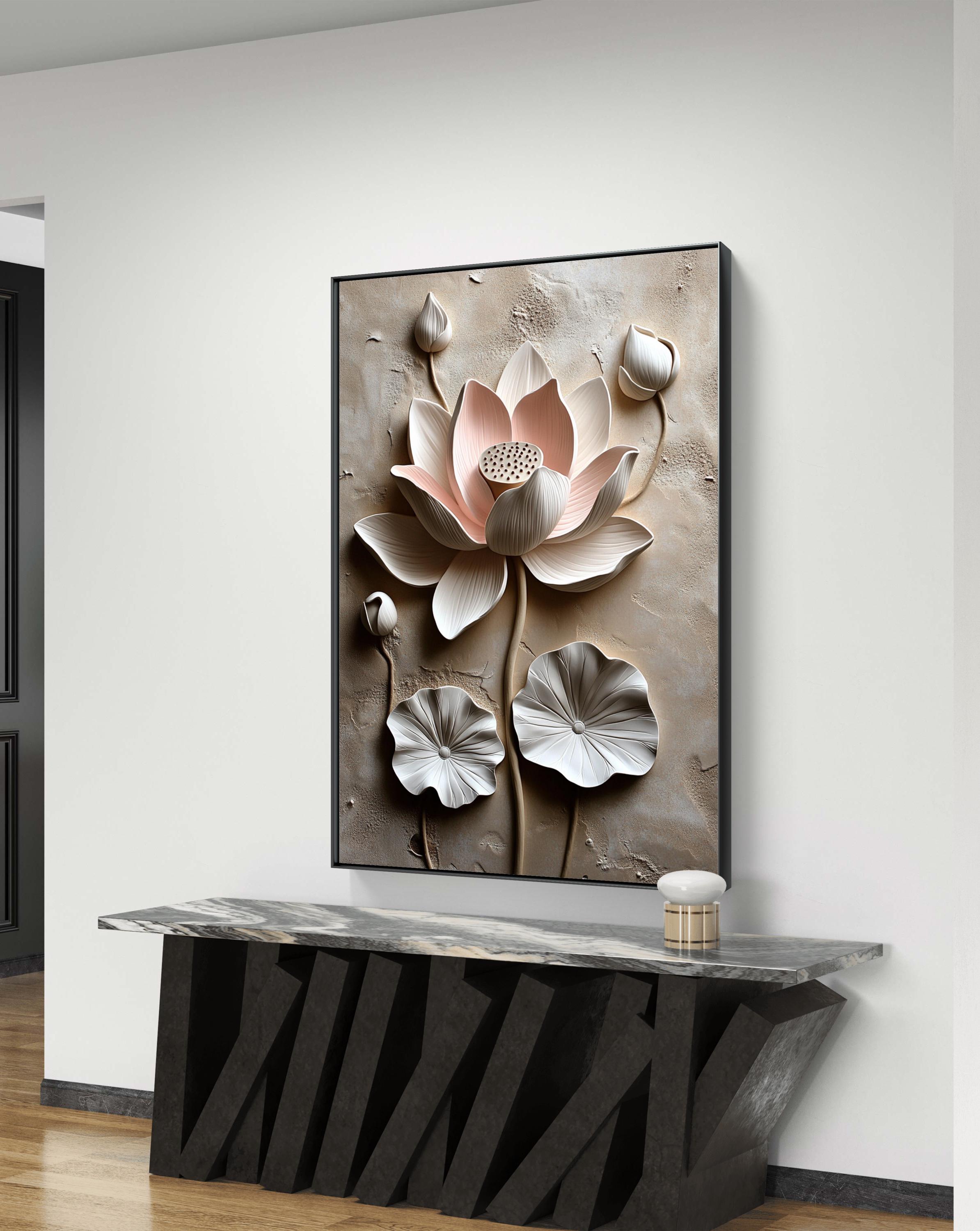 Elegant 3D Lotus Flower Wall Art - Minimalist Floral Home Decor - Etsy