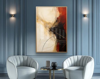 Red and gold abstract energy wall art print
