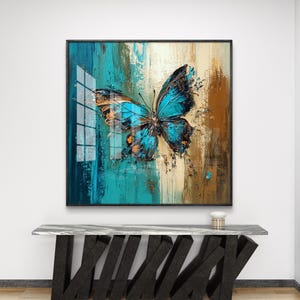 Vibrant Butterfly Abstract Art | Colorful Textured Wall Art | Modern Butterfly Canvas Print | Digital download.