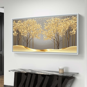 Golden Forest Landscape Art - Digital Download for Elegant Wall Decor