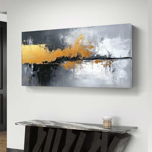 Golden Abstract Digital Art | Modern Black and Gold Wall Print | Textured Download