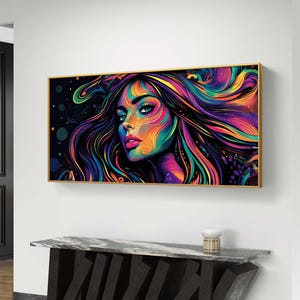 Neon Fantasy Woman Digital Art - Psychedelic Pop Art Portrait