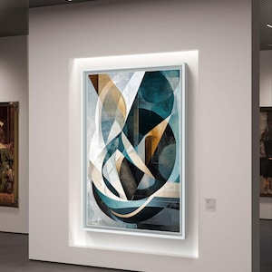 Geometric Abstract Digital Art | Modern Teal and Gold Wall Art Download | Minimalist Home Decor Printable