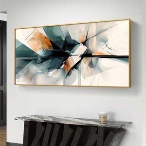 Abstract Geometric Digital Art | Modern Minimalist Wall Decor | Teal & Orange Print
