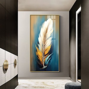 Abstrakte Kunst Leinwand Malerei Feder Poster und Drucke Bilder für Wohnzimmer Moderne Cuadros Dekoration