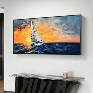 Sailboat at Sunset | Ocean Sunset Printable Art | Nautical Wall Decor Printable|Digital Download|Contemporary Print