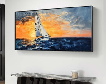 Sailboat Sunset Art Print: Nautical Ocean View (Digital Download)
