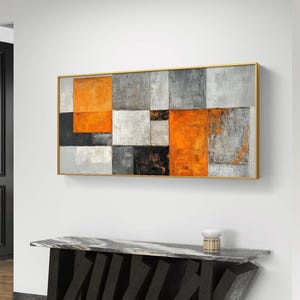 Orange and Gray Abstract Blocks - Modern Geometric Wall Art