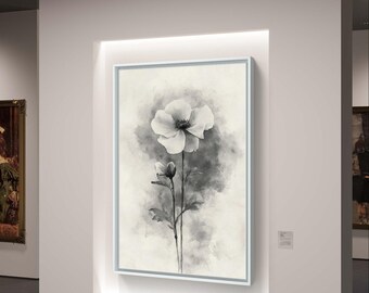 Schizzo floreale in bianco e nero - Stampa botanica minimalista