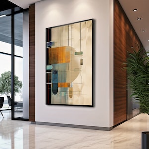 Arte de parede contemporânea para impressão, pintura abstrata geométrica, download digital