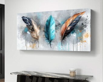 Title: Watercolor Feathers Trio - Digital Wall Art