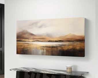 Golden Serenity - Majestic Mountain Landscape, Instant Download Wall Art, Modern Home Decor, Printable