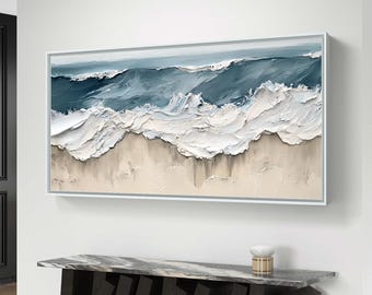 Abstract Ocean Waves Digital Art - Coastal Home Decor Download