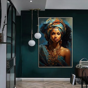 Colorful African Woman Canvas Art, African American Art, Modern art print, Fashion Decor, wall decor African, Wall Art