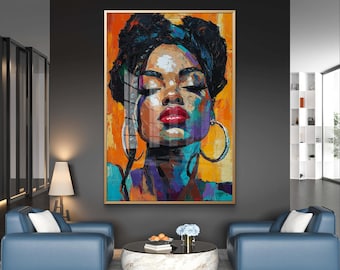Bold Abstract Portrait of Woman | Colorful Expressionist Art Print | Instant Digital Download
