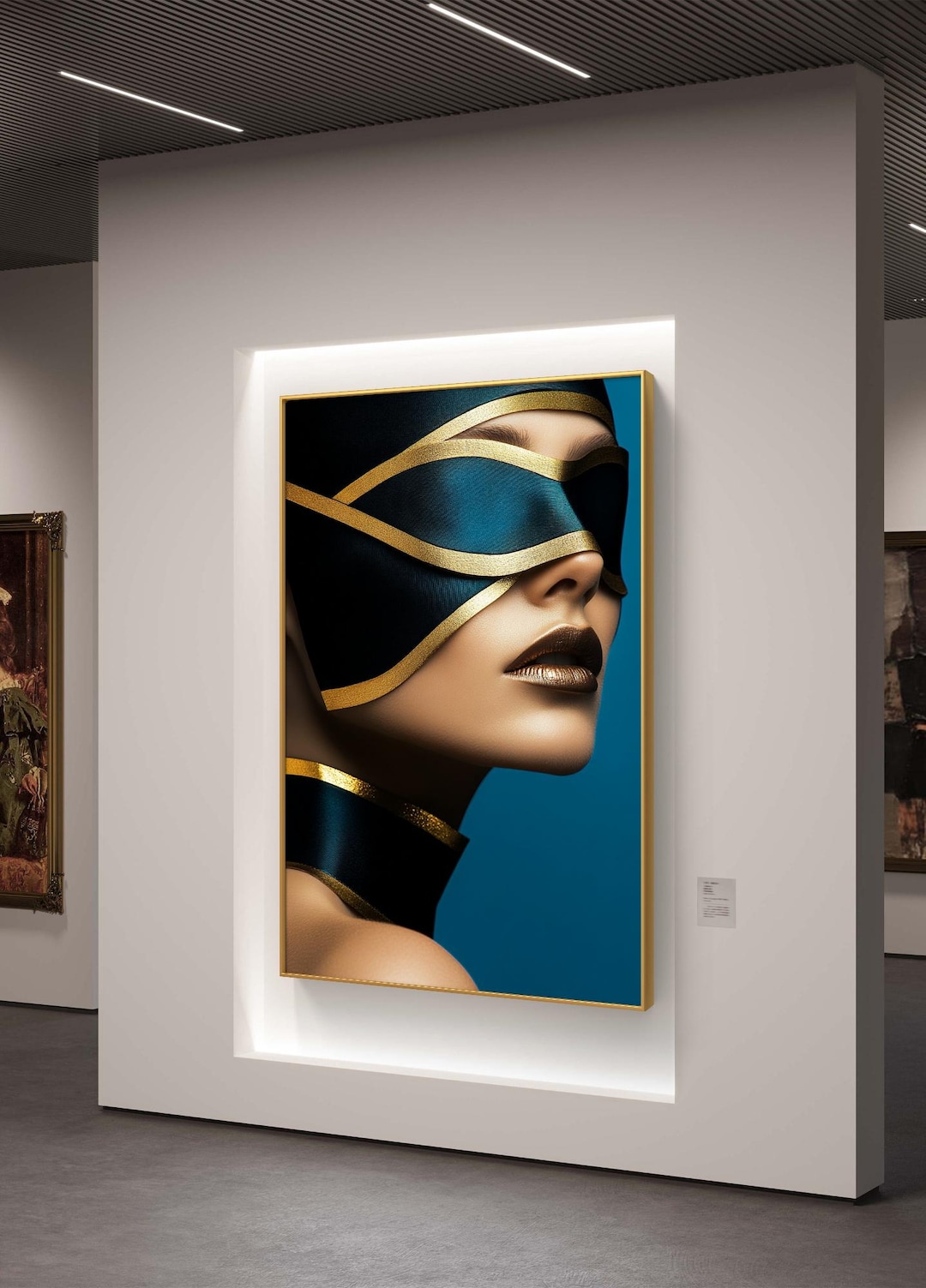 Gold Mask Glam Portrait - Digital Art Print for Modern Wall Decor - Etsy