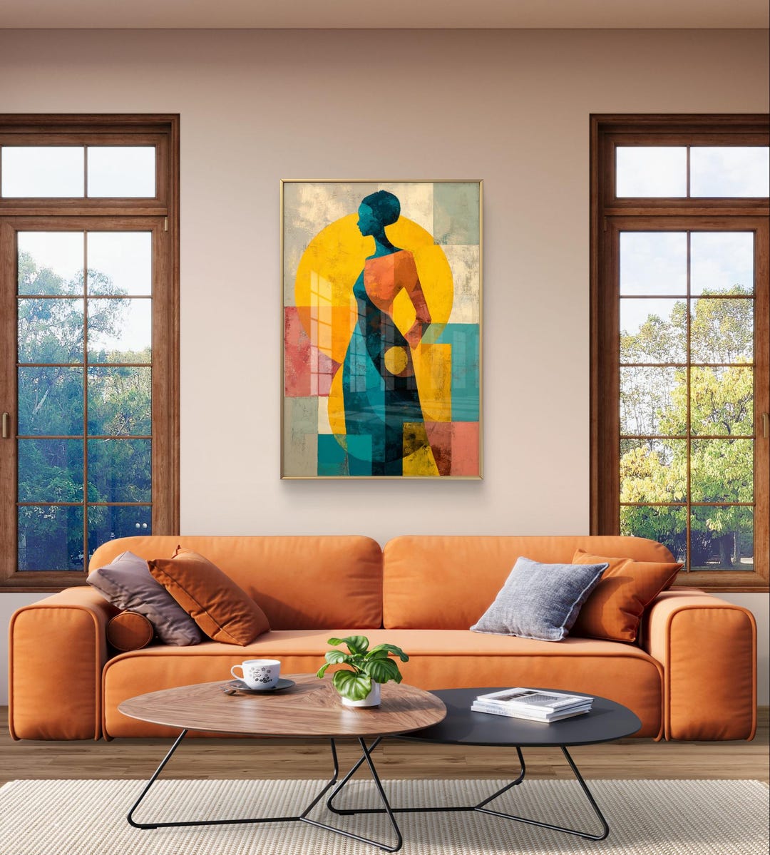 Abstract Geometric Woman Art - Bold Modern Digital Wall Print - Etsy