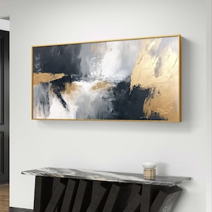 Golden Abstract Digital Art | Modern Black and Gold Wall Print | Textured Download