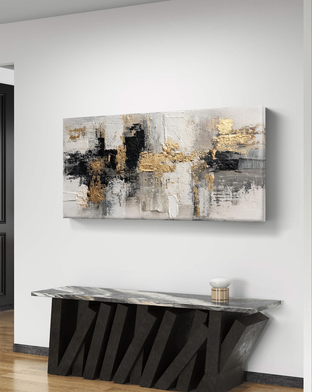 Gold Black Texture Abstract - Modern Wall Art - Etsy