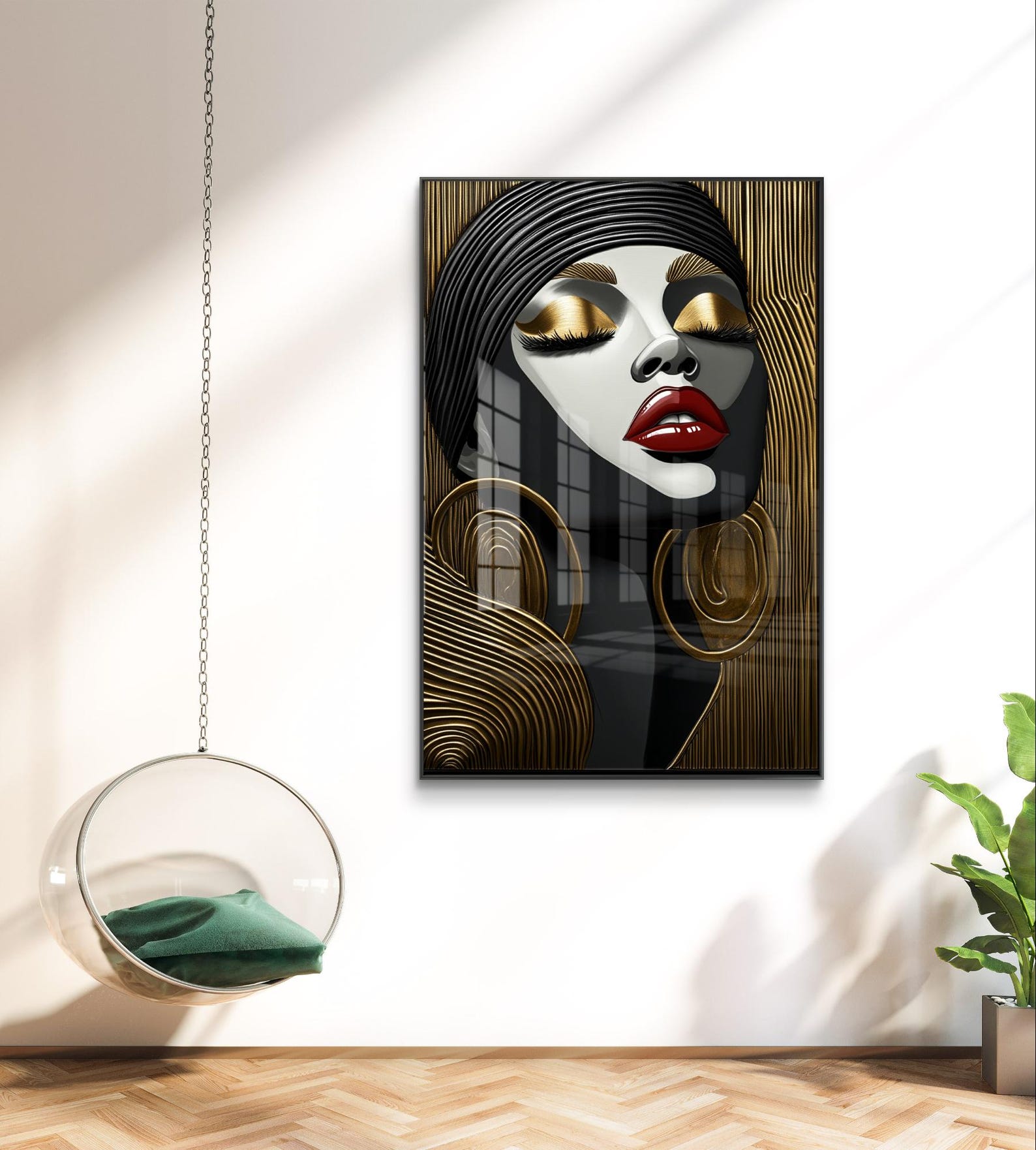 Luxury Portrait Art Print | Glamour Woman With Gold Accents | Digital ...