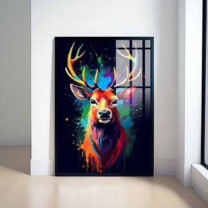 Deer Wall Art - Deer Wall Decor - Deer Canvas Wall Art - Deer Abstract Painting - Large Deer Artwork - Large Animal Painting