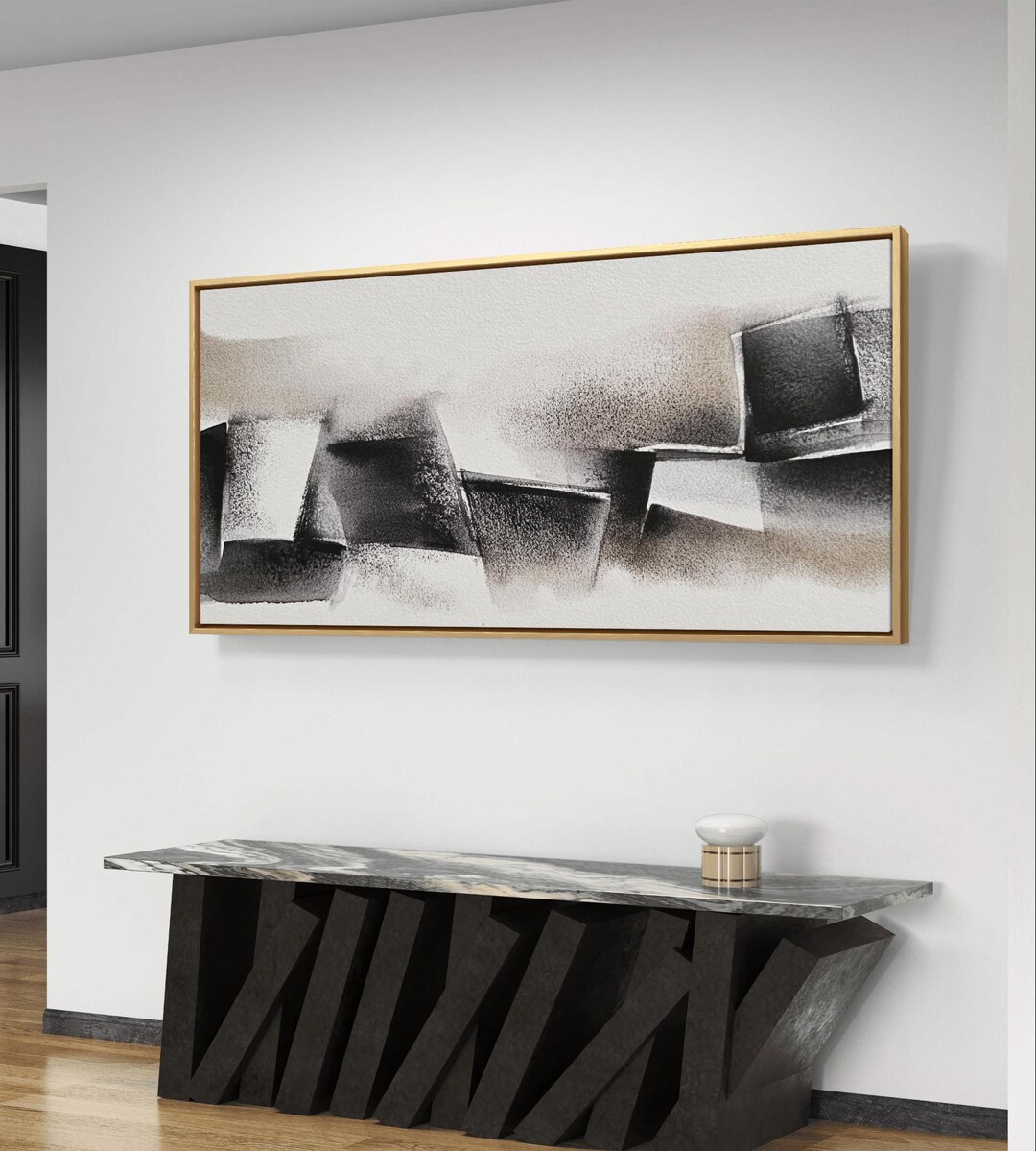 Minimalist Ink Wash in Black and White - Modern Abstract Print - Etsy