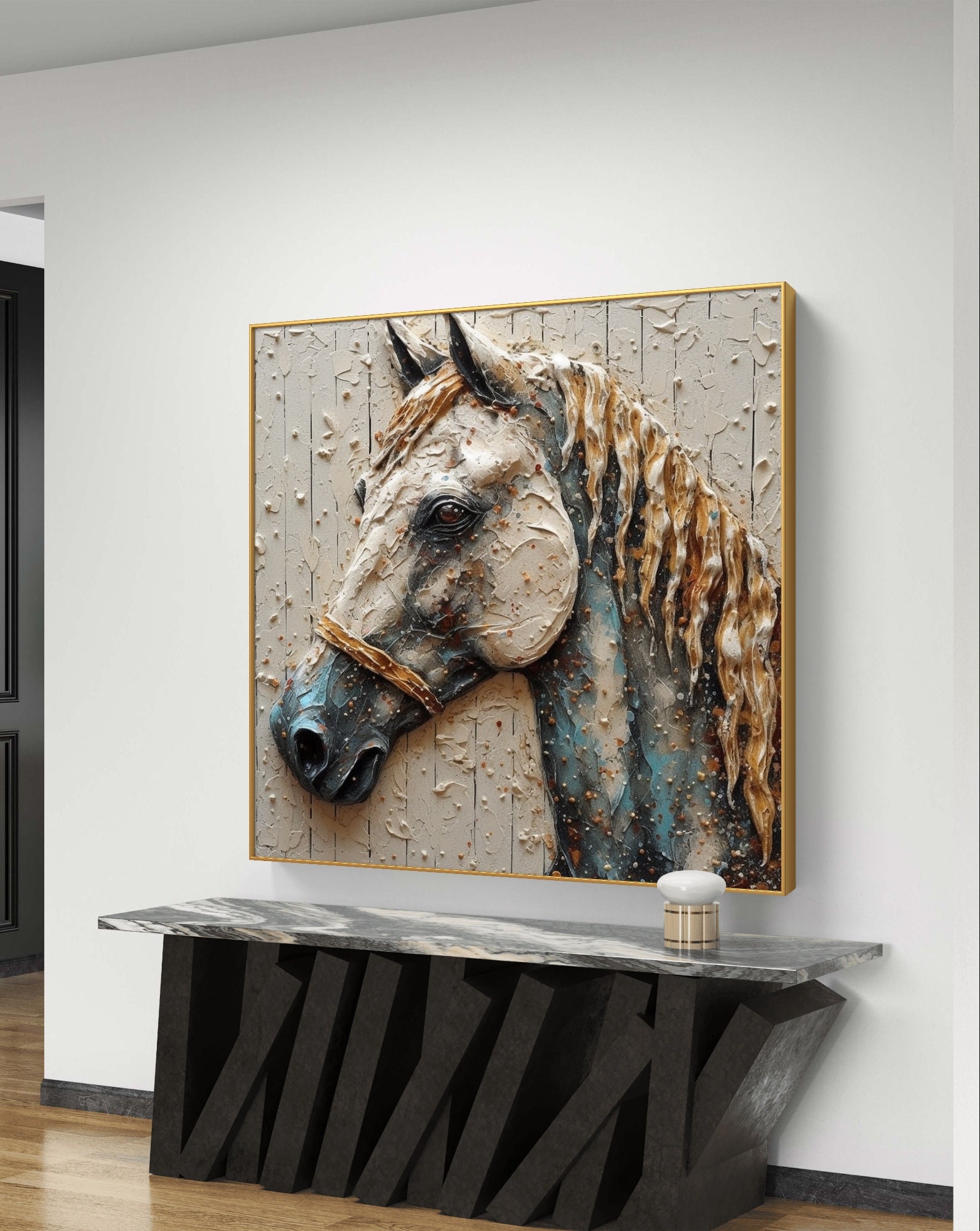 カラフルな馬の絵：現代壁アート（デジタルダウンロード） - Etsy 日本