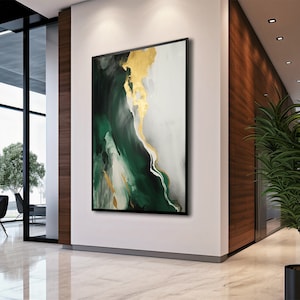 Green Gold AbstractArt Large abstract painting| Wall Art, Printable, Digital Download, Line Art, Home Decor, Drawing, Minimalist