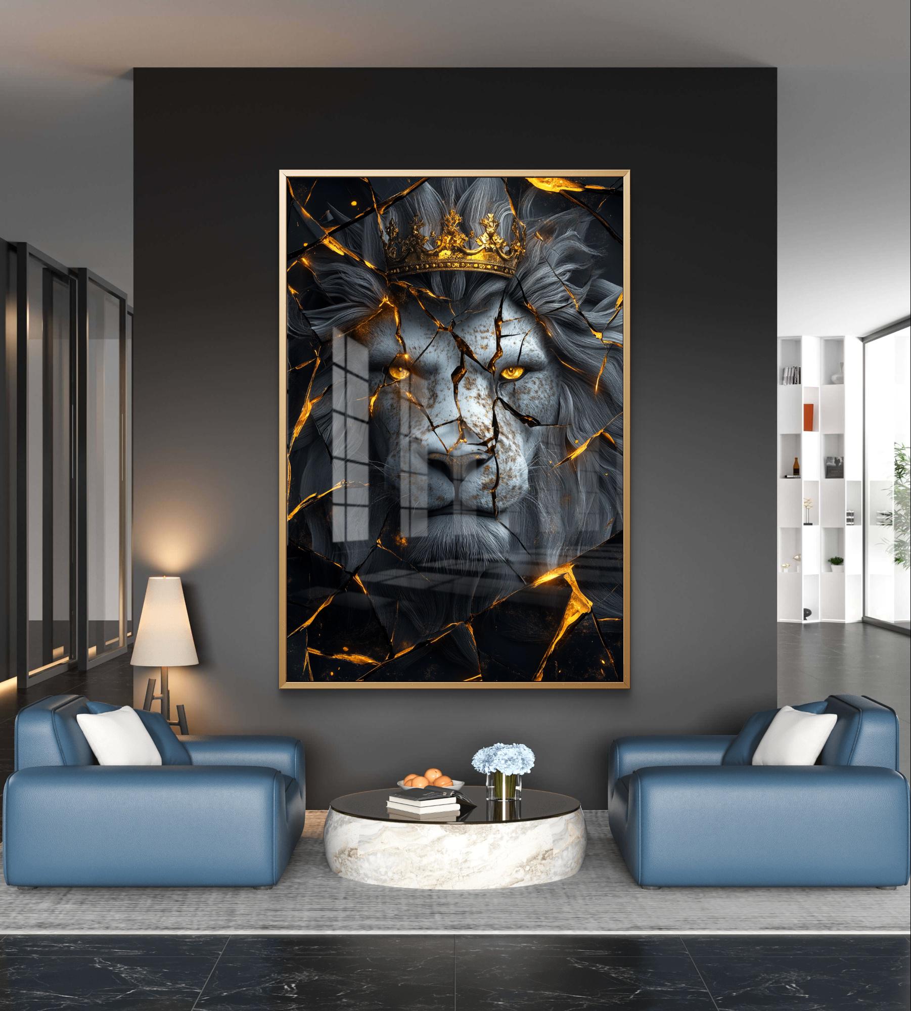 王冠を戴いた雄大なライオン | ジャングルの王のアート | ライオンの