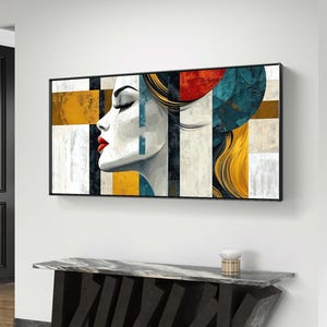 Abstract Woman Portrait Art | Vibrant Modern Digital Print for Instant Download