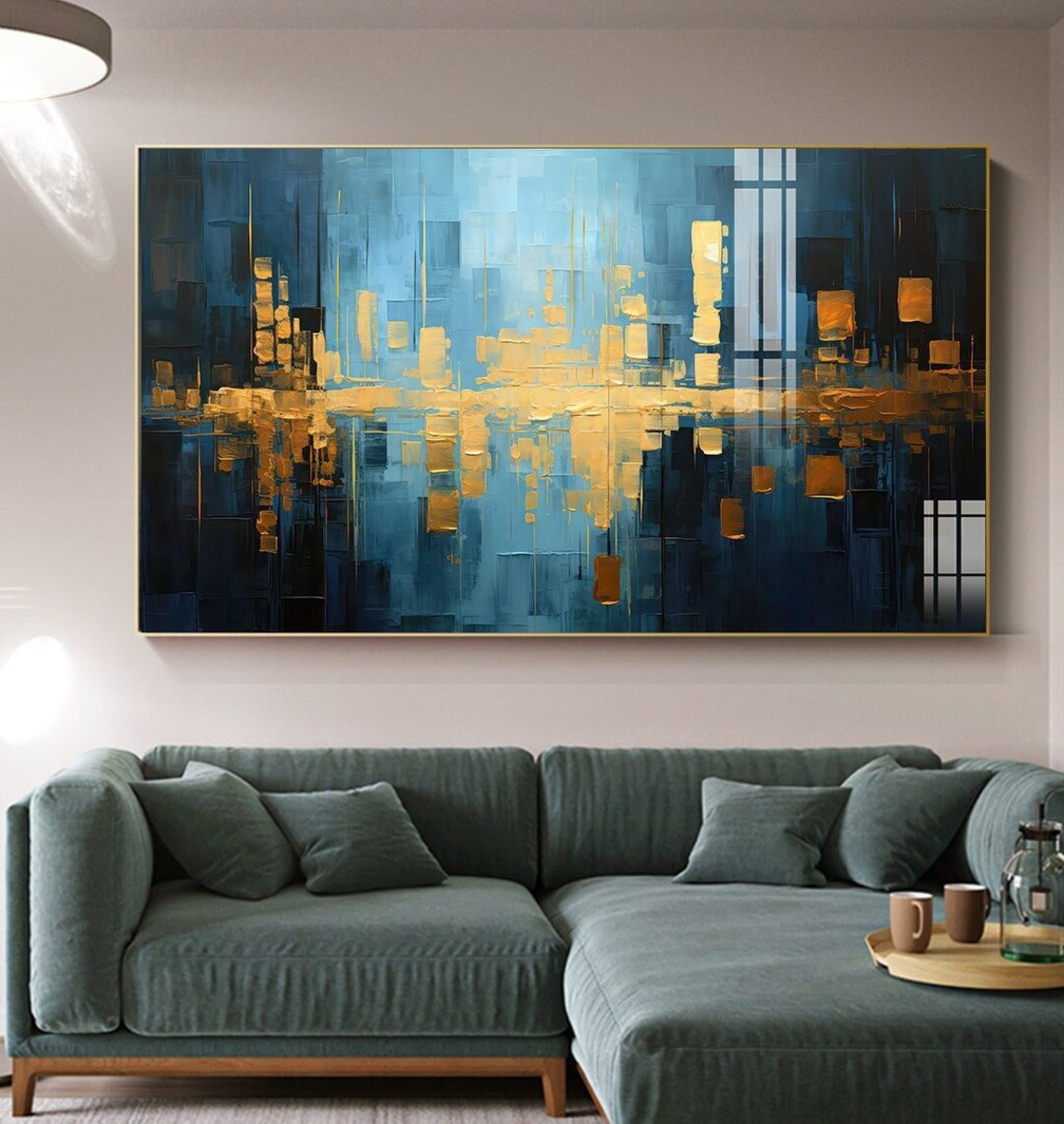 Blue and Gold Abstract Wall Art Print (digital Download) - Etsy