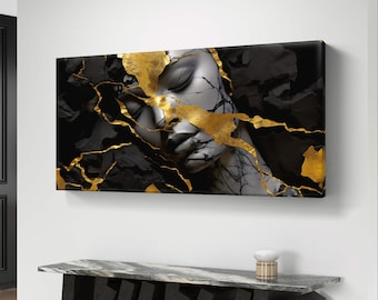 Kintsugi-Portrait mit goldenen Rissen - digitaler Download
