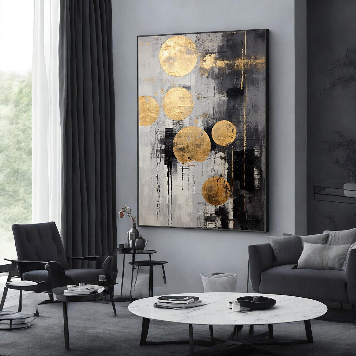 Neutral Wall Art, Black, White & Gold, Modern Wall Prints, Black ...