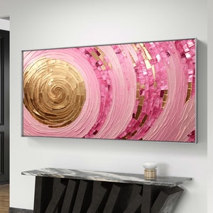 Large Abstract Painting, Large Modern wall art, Abstract Collage, pink and gold Wall Art, Printable Abstract Art