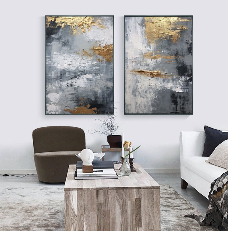 Abstract Art Print Set Modern Neutral Wall Art Set of 2 Nordic Prints