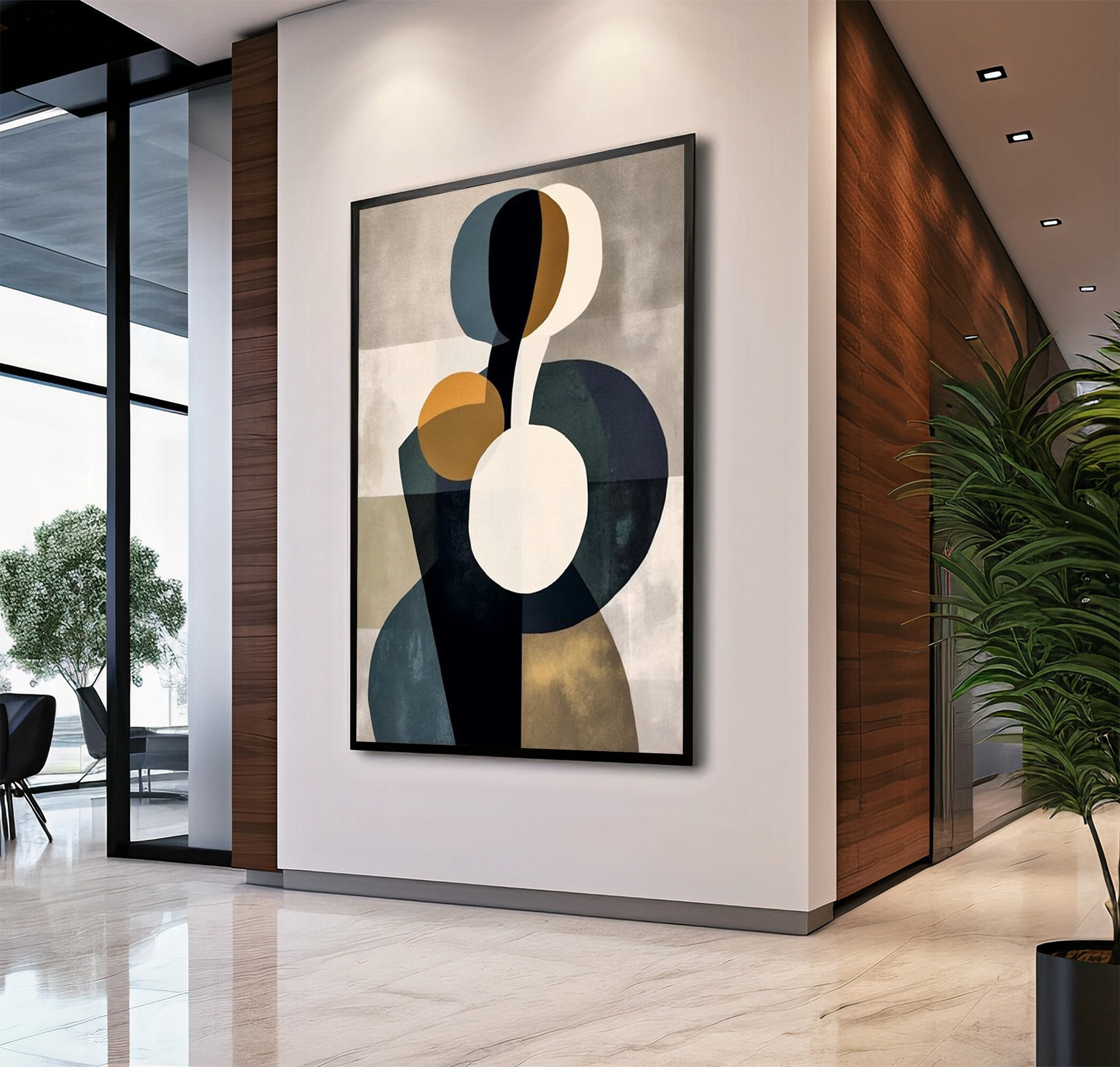 Contemporary Printable Wall Art, Geometric Abstract Painting, Digital Download