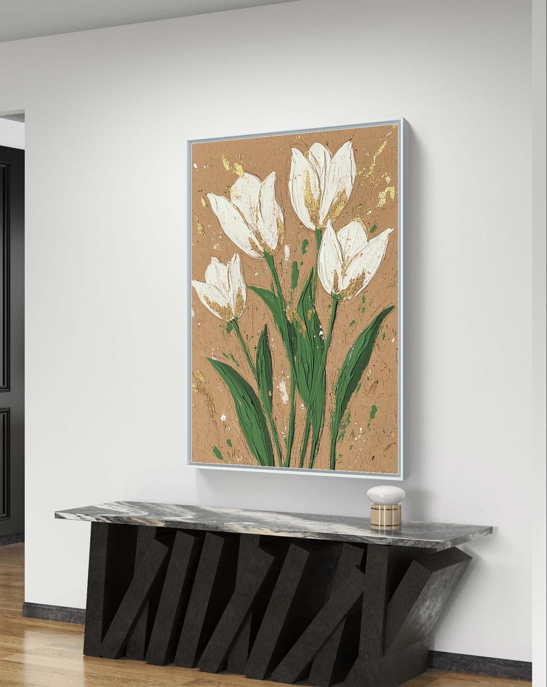White Tulip Floral Art - Elegant Digital Wall Print - Etsy