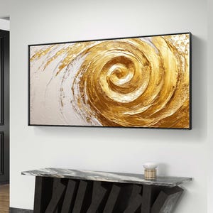 Golden Spiral Textured Abstract Art – White and Gold Digital Download
