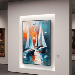 Sailboat Sunset Painting - Nautical Digital Art- Digital Download