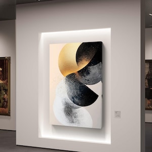 Gold and Black Modern Abstract Geometric Wall Art - Digital Download