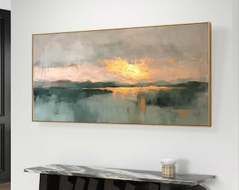Golden Sunrise Abstract Landscape Art: Modern Wall Decor (Digital Download)