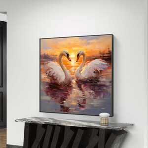 Swans Digital Print, Swans In A Lake, Swan Print, Swan Lake, Swans Art Print, Swan Artwork, Digital Print, Wall Art, Home Decor, Print