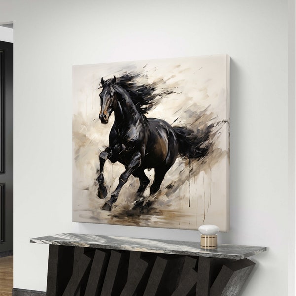 Portrait de cheval minimaliste | Esquisse au fusain | Décoration murale abstraite | Impression d'art imprimable téléchargeable de haute qualité à télécharger