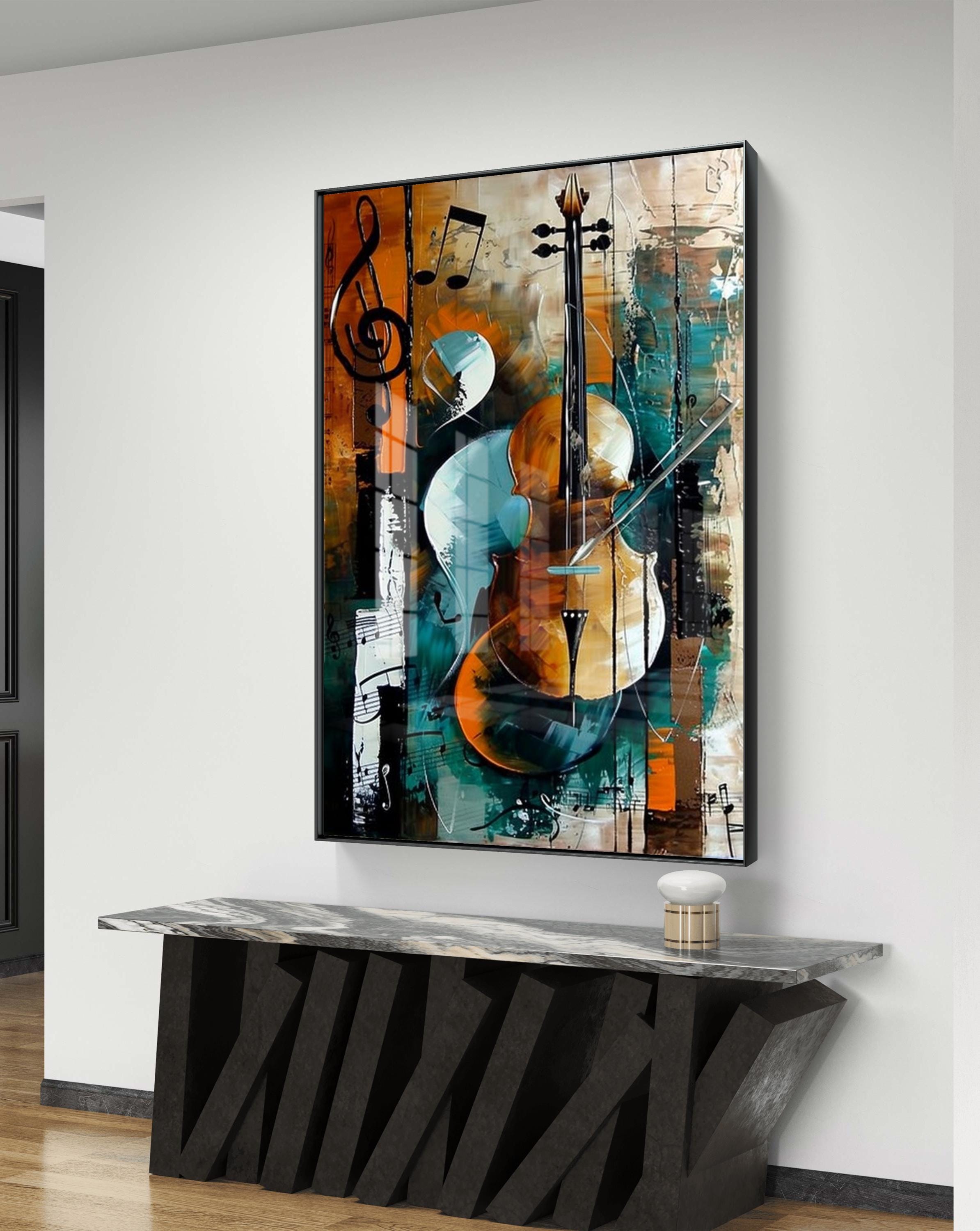音符付きの抽象的なバイオリン - 鮮やかな音楽にインスパイアされた