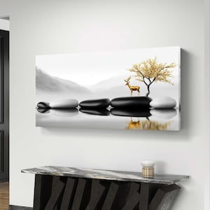 Golden Serenade on Zen Stones, 3D Effect Wall Art