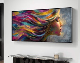 Colorful abstract woman portrait – vibrant digital wall art download