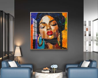 Bold Abstract Portrait of Woman | Colorful Expressionist Art Print | Instant Digital Download